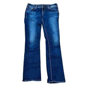 Silver Jeans Elyse Slim Boot Cut Women's W34 L32.5 Distressed Mid-Rise